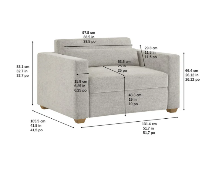 Dillard Fabric Twin Size Convertible Sleeper Chair