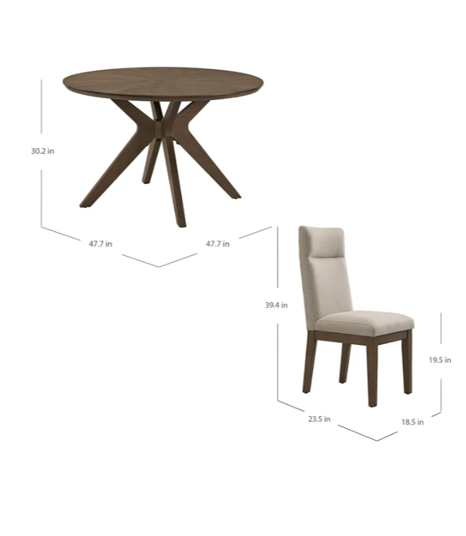 Sophie 48” Round Dining Table and 4 Chairs